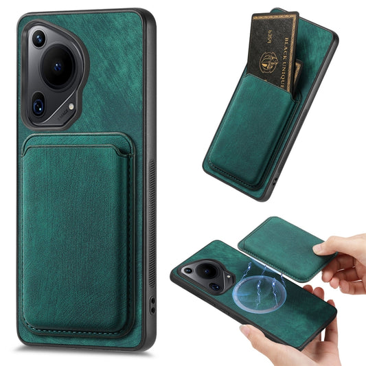 For Huawei Pura 70 Ultra Retro Leather Card Bag Magnetic Phone Case(Green) - Huawei Cases by PMC Jewellery | Online Shopping South Africa | PMC Jewellery | Buy Now Pay Later Mobicred