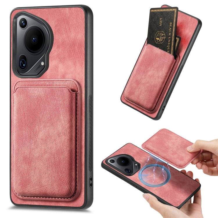 For Huawei Pura 70 Ultra Retro Leather Card Bag Magnetic Phone Case(Pink) - Huawei Cases by PMC Jewellery | Online Shopping South Africa | PMC Jewellery | Buy Now Pay Later Mobicred