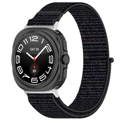 For Samsung Galaxy Watch Ultra 47mm Loop Nylon Hook and Loop Fastener Watch Band(Black) - Watch Bands by PMC Jewellery | Online Shopping South Africa | PMC Jewellery | Buy Now Pay Later Mobicred