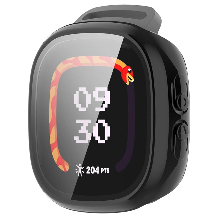 For Fitbit Ace LTE  PC + Tempered Glass Film Integrated Watch Protective Case(Black) - Watch Cases by PMC TechLife | Online Shopping South Africa | PMC TechLife | Buy Now Pay Later Mobicred