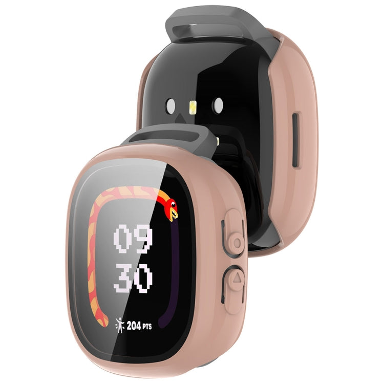 For Fitbit Ace LTE  PC + Tempered Glass Film Integrated Watch Protective Case(Sakura Pink) - Watch Cases by PMC TechLife | Online Shopping South Africa | PMC TechLife | Buy Now Pay Later Mobicred