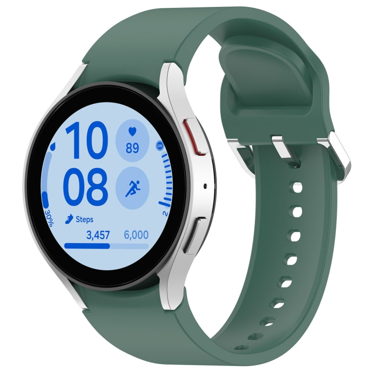 For Samsung Galaxy Watch7 40 / 44mm Solid Color Silver Buckle Quick Release Silicone Watch Band(Dark Green) - free shipping - PMC TechLife - Order now!