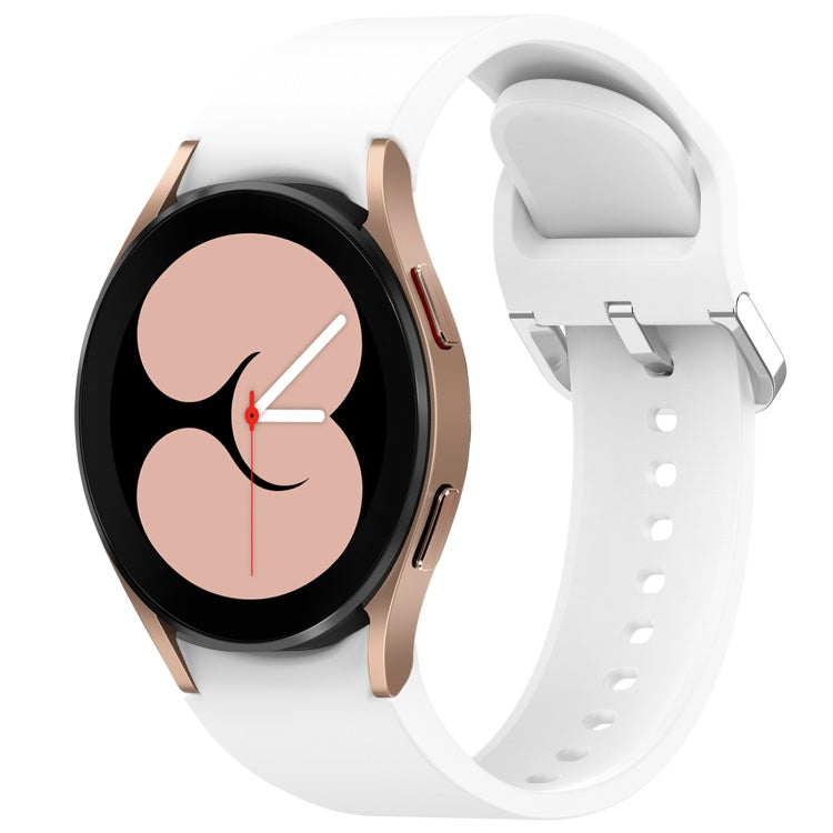 For Samsung Galaxy Watch 4 40mm Solid Color Silver Buckle Quick Release Silicone Watch Band(White) - free shipping - PMC TechLife - Order now!