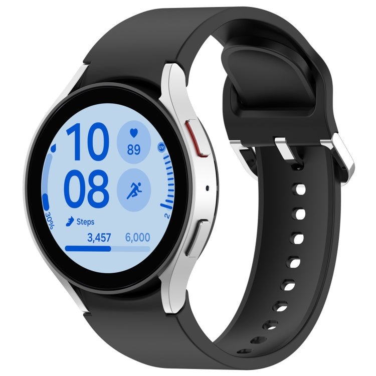 For Samsung Galaxy Watch 7 44mm Solid Color Silver Buckle Quick Release Silicone Watch Band(Black) - free shipping - PMC TechLife - Order now!