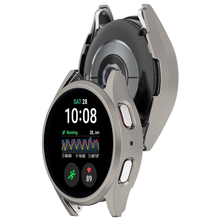 For Sansung Galaxy Watch 7 44mm Half Pack Hollow PC Watch Protective Case(Titanium Steel Color) - Watch Cases by PMC Jewellery | Online Shopping South Africa | PMC Jewellery | Buy Now Pay Later Mobicred