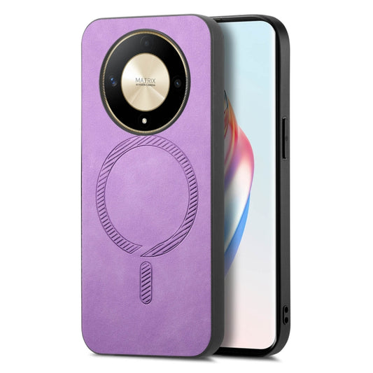 For Honor Magic6 Pro 5G Retro Magsafe Magnetic PU Back Cover Phone Case(Purple) - Honor Cases by PMC Jewellery | Online Shopping South Africa | PMC Jewellery | Buy Now Pay Later Mobicred