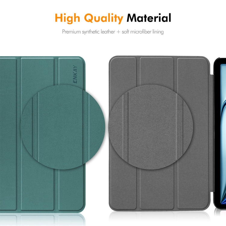 For Huawei MatePad SE 11 2024 ENKAY Tri-fold Custer Texture Platic Leather Tablet Case(Dark Green) - Huawei Cases by ENKAY | Online Shopping South Africa | PMC Jewellery | Buy Now Pay Later Mobicred