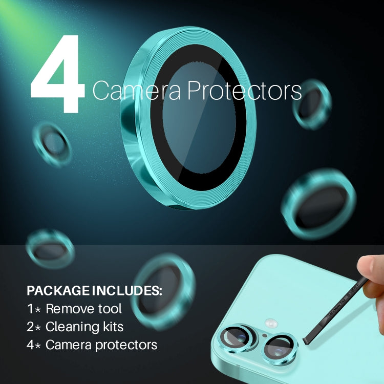 For iPhone 16 / 16 Plus NORTHJO 2 Sets 4pcs Camera Lens Protector Cover Metal Ring Film(Cyan) - iPhone 16 Plus Tempered Glass by NORTHJO | Online Shopping South Africa | PMC Jewellery | Buy Now Pay Later Mobicred