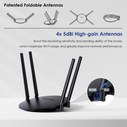 WAVLINK WN530G3 4x 5dBi Foldable Antenna AC1200 Dual Band Wireless Repeater Router, Plug:EU Plug - Wireless Routers by WAVLINK | Online Shopping South Africa | PMC Jewellery | Buy Now Pay Later Mobicred