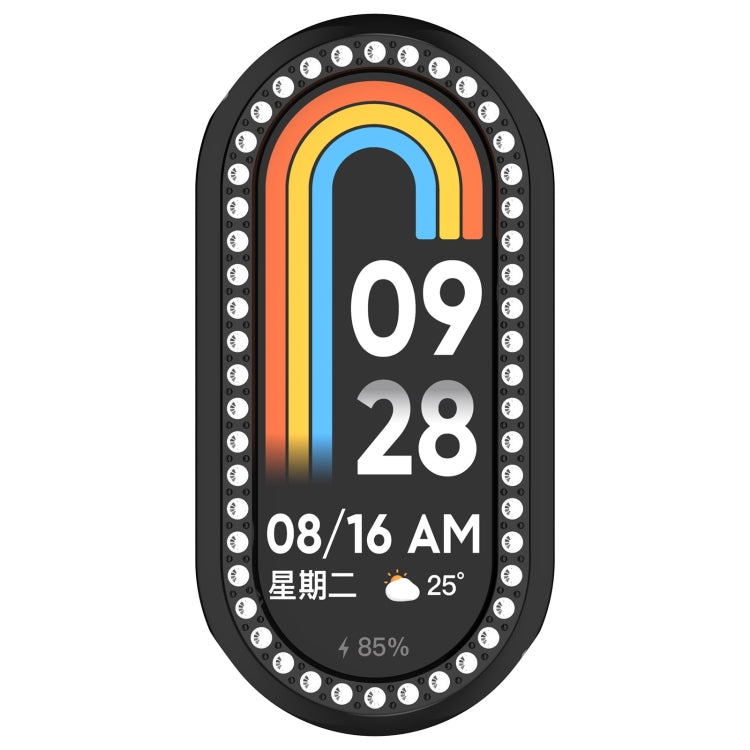For Xiaomi Smart Band 9 Diamond Half Coverage Hollow PC Watch Protective Case(Black) - Watch Cases by PMC TechLife | Online Shopping South Africa | PMC TechLife | Buy Now Pay Later Mobicred