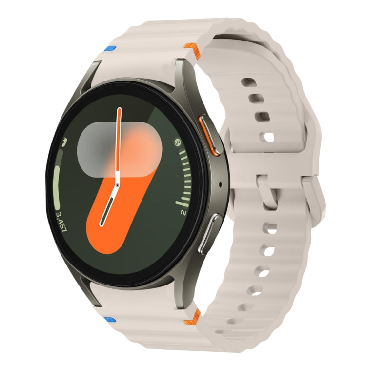 For Samsung Galaxy Watch 7 40 / 44mm Wave Pattern Stitched Silicone Watch Band(Starlight) - free shipping - PMC TechLife - Order now!