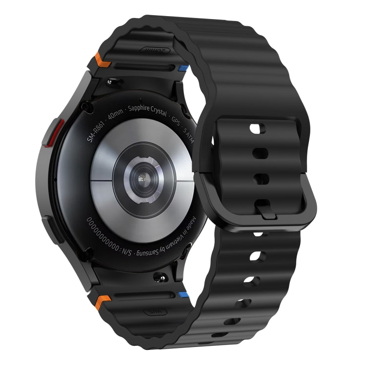 For Samsung Galaxy Watch 6 40 / 44mm Wave Pattern Stitched Silicone Watch Band(Black) - free shipping - PMC TechLife - Order now!