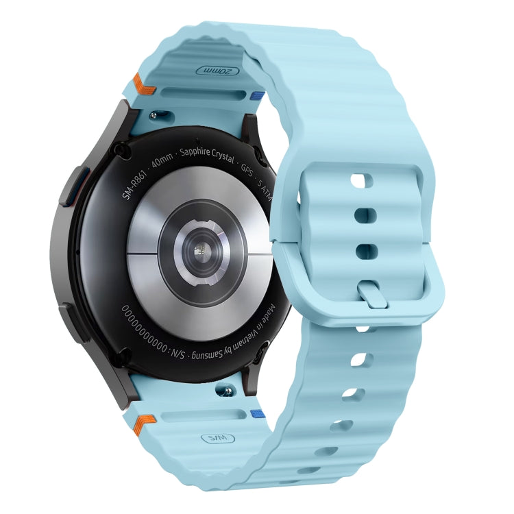 For Samsung Galaxy Watch 6 40 / 44mm Wave Pattern Stitched Silicone Watch Band(Light Blue) - free shipping - PMC TechLife - Order now!