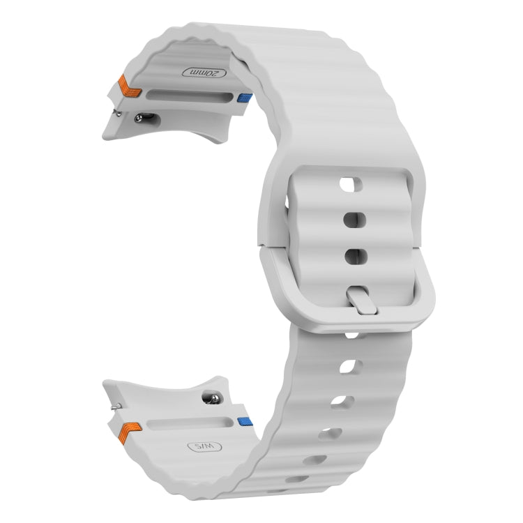 For Samsung Galaxy Watch 5 Pro Wave Pattern Stitched Silicone Watch Band(Light Gray) - free shipping - PMC TechLife - Order now!