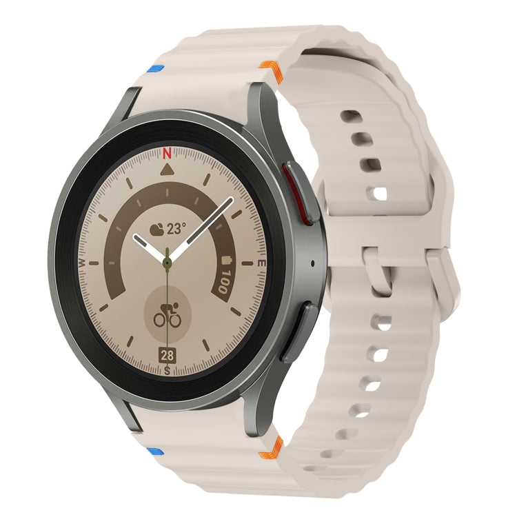 For Samsung Galaxy Watch 5 Pro Wave Pattern Stitched Silicone Watch Band(Starlight) - free shipping - PMC TechLife - Order now!