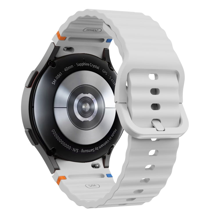 For Samsung Galaxy Watch 4 40 / 44mm Wave Pattern Stitched Silicone Watch Band(Light Gray) - free shipping - PMC TechLife - Order now!