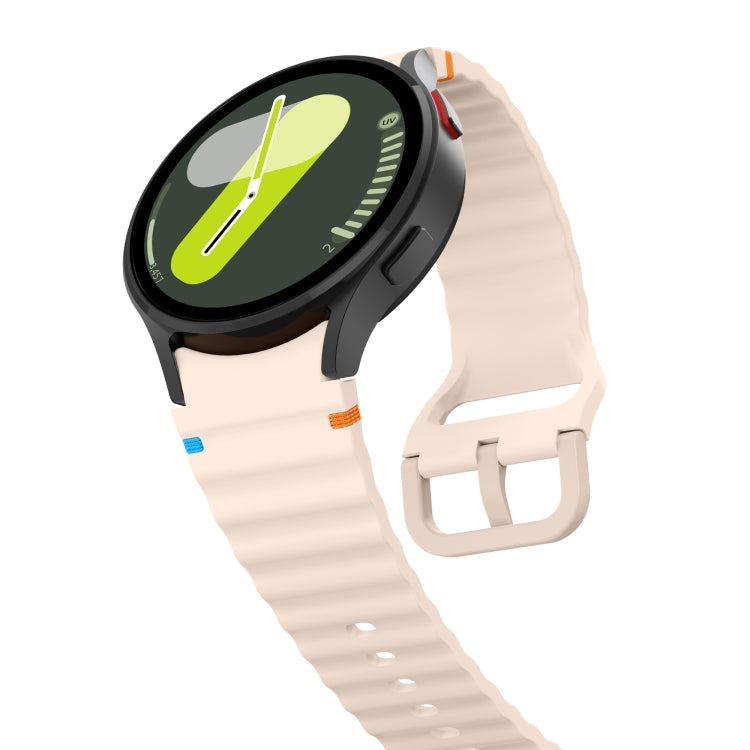 For Samsung Galaxy Watch 4 Classic 42 / 46mm Wave Pattern Stitched Silicone Watch Band(Pink) - free shipping - PMC TechLife - Order now!