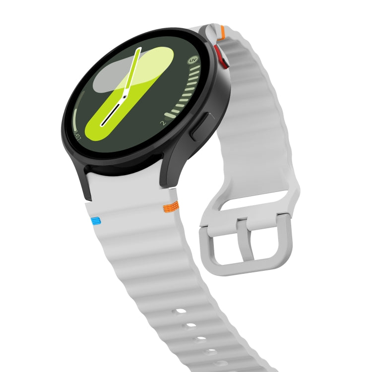 For Samsung Galaxy Watch3 41mm Wave Pattern Stitched Silicone Watch Band(Light Gray) - free shipping - PMC TechLife - Order now!