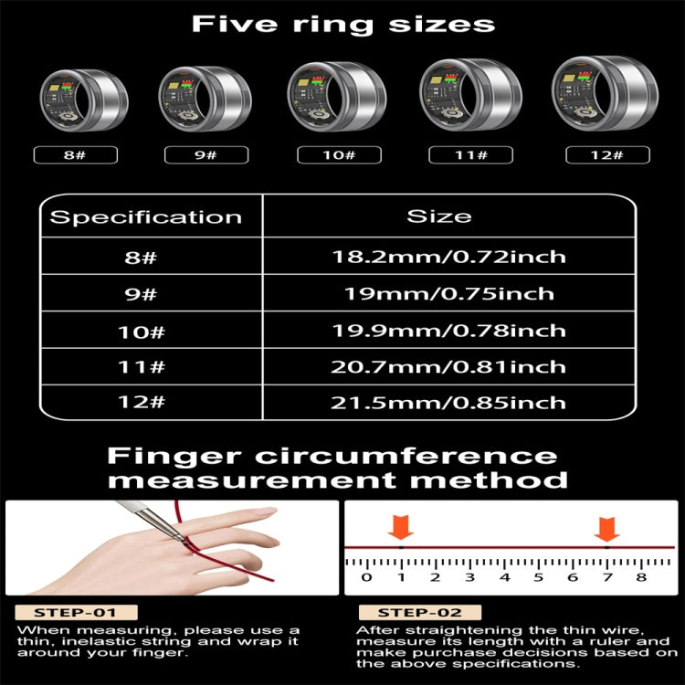 R18 SIZE 11 Smart Ring, Support Heart Rate / Blood Oxygen / Sleep / Multiple Sports Modes(Black) - Smart Rings / Smart Telephones by PMC Jewellery | Online Shopping South Africa | PMC Jewellery | Buy Now Pay Later Mobicred