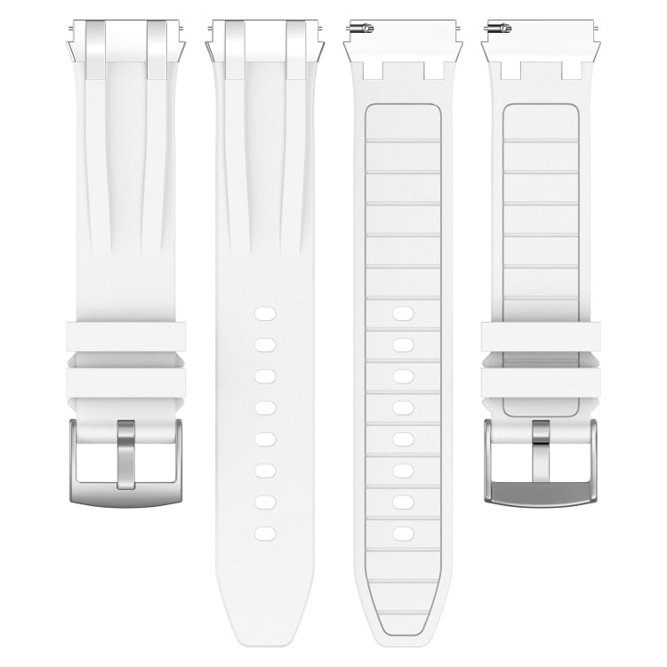 For Amazfit Bip3 Pro 20mm Quick Release Silver Buckle Royal Silicone Watch Band(White) - free shipping - PMC TechLife - Order now!