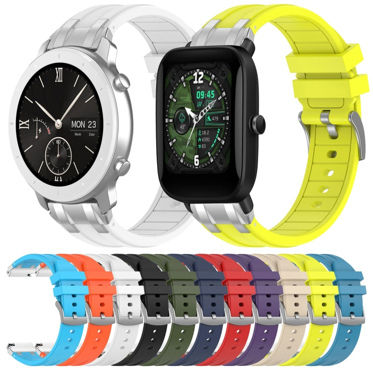For Amazfit Active 20mm Quick Release Silver Buckle Royal Silicone Watch Band(Olive Green) - free shipping - PMC TechLife - Order now!