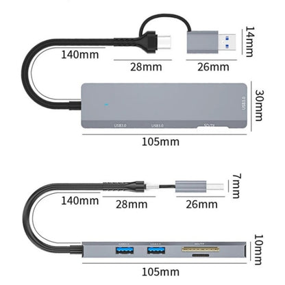 ADS-310D 2-in-1 Type-C + USB to 3 x USB 3.0 + SD / TF Card Slots Multi-Port Hub - USB 3.0 HUB by PMC Jewellery | Online Shopping South Africa | PMC Jewellery | Buy Now Pay Later Mobicred