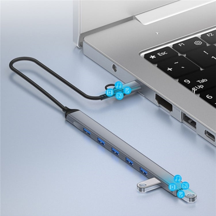 ADS-303D USB + Type-C to USB 3.0 + 6x USB 2.0 Splitter 7-in-1 Multifunctional Hub - USB 3.0 HUB by PMC Jewellery | Online Shopping South Africa | PMC Jewellery | Buy Now Pay Later Mobicred