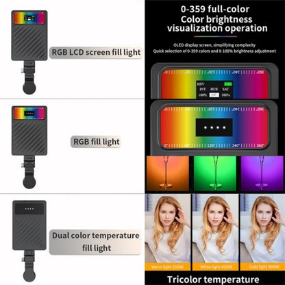 V16R Wth OLED Screen 24 Effects RGB Light Pocket Fill Light for Mobile Phone / Tablet / Laptop - Selfie Light by PMC Jewellery | Online Shopping South Africa | PMC Jewellery | Buy Now Pay Later Mobicred