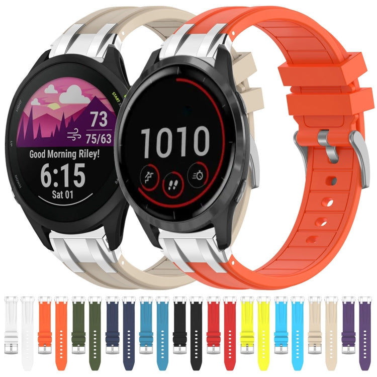 For Garmin Forerunner 255 22mm Quick Release Silver Buckle Royal Silicone Watch Band(White) - free shipping - PMC TechLife - Order now!