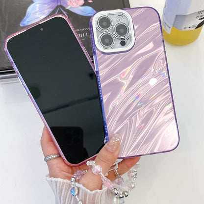 For iPhone 16 Plus Plating Glitter Texture Chain Wristband TPU Phone Case with Lens Film(Pink Water Ripples) - iPhone 16 Plus Cases by PMC Jewellery | Online Shopping South Africa | PMC Jewellery | Buy Now Pay Later Mobicred