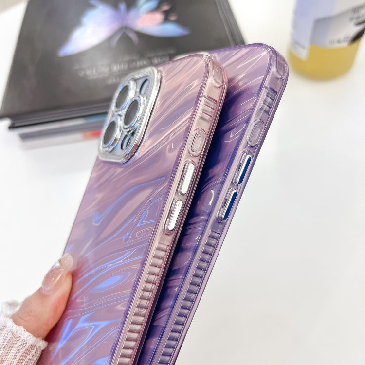For iPhone 16e Plating Glitter Texture Chain Wristband TPU Phone Case with Lens Film(Pink Wrinkles) - free shipping - PMC TechLife - Order now!