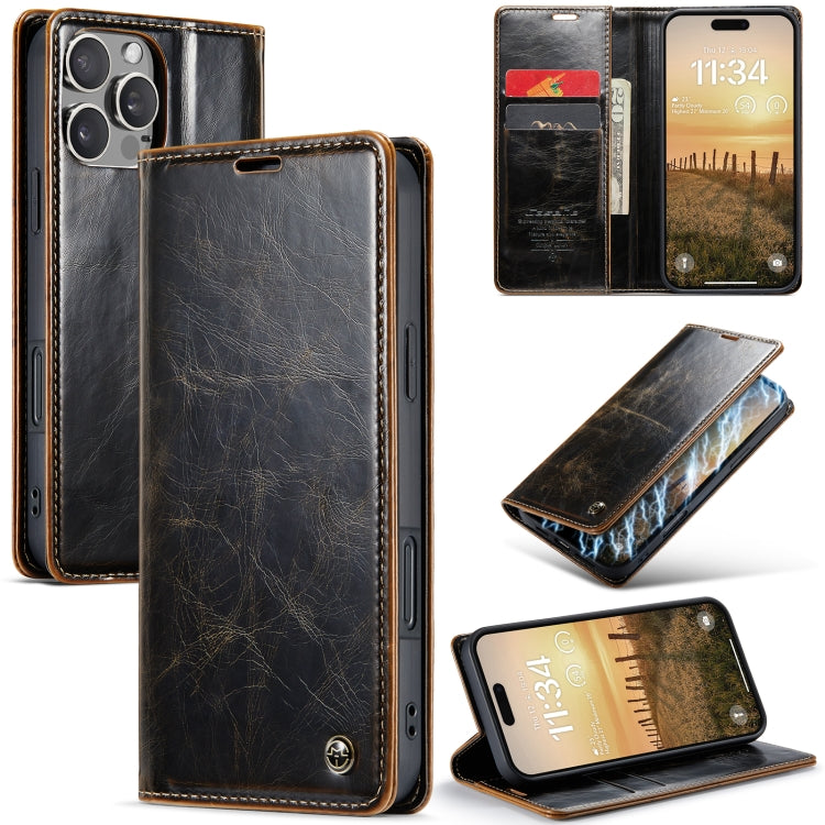 For iPhone 16 Pro CaseMe 003 Crazy Horse Texture Flip Leather Phone Case(Coffee) - iPhone 16 Pro Cases by CaseMe | Online Shopping South Africa | PMC Jewellery | Buy Now Pay Later Mobicred