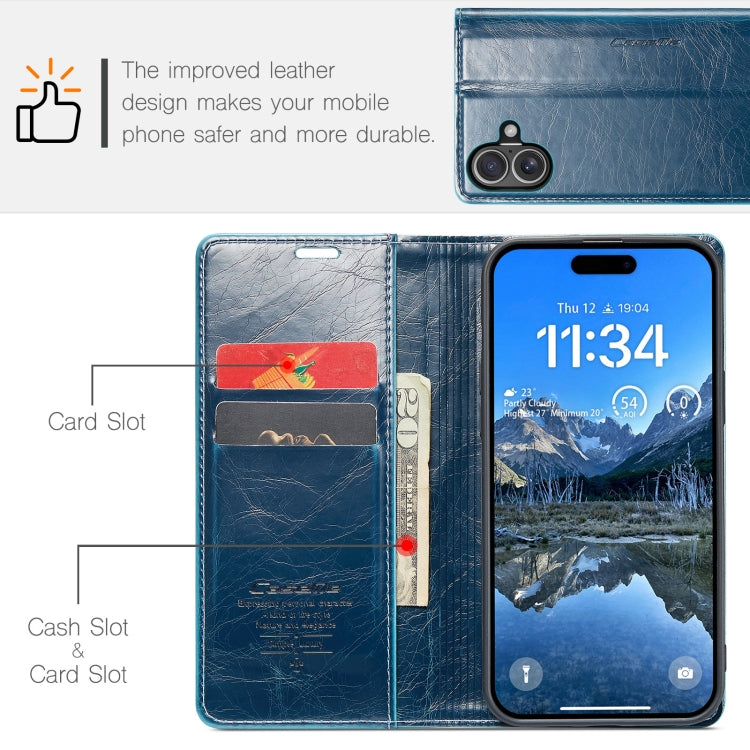 For iPhone 16 CaseMe 003 Crazy Horse Texture Flip Leather Phone Case(Blue) - iPhone 16 Cases by CaseMe | Online Shopping South Africa | PMC Jewellery | Buy Now Pay Later Mobicred