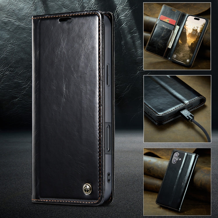 For iPhone 16 CaseMe 003 Crazy Horse Texture Flip Leather Phone Case(Black) - iPhone 16 Cases by CaseMe | Online Shopping South Africa | PMC Jewellery | Buy Now Pay Later Mobicred