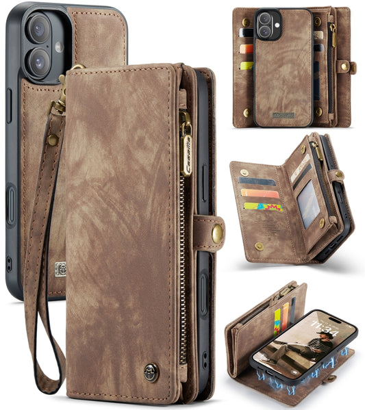 For iPhone 16 CaseMe 008 Detachable Multifunctional Leather Phone Case(Brown) - iPhone 16 Cases by CaseMe | Online Shopping South Africa | PMC Jewellery | Buy Now Pay Later Mobicred