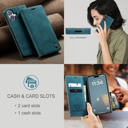 For iPhone 16 Plus CaseMe 013 Multifunctional Horizontal Flip Leather Phone Case(Blue) - iPhone 16 Plus Cases by CaseMe | Online Shopping South Africa | PMC Jewellery | Buy Now Pay Later Mobicred