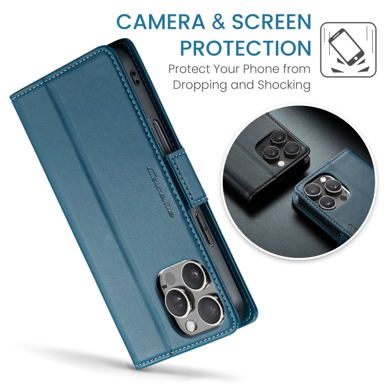 For iPhone 16 Pro Max CaseMe 023 Butterfly Buckle Litchi Texture RFID Anti-theft Leather Phone Case(Blue) - iPhone 16 Pro Max Cases by CaseMe | Online Shopping South Africa | PMC Jewellery | Buy Now Pay Later Mobicred