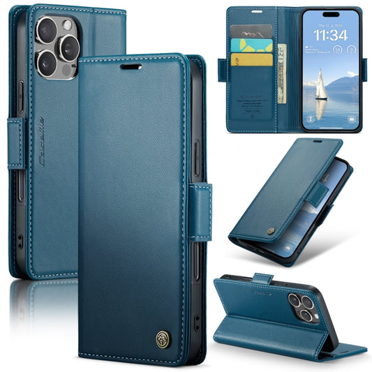 For iPhone 16 Pro CaseMe 023 Butterfly Buckle Litchi Texture RFID Anti-theft Leather Phone Case(Blue) - iPhone 16 Pro Cases by CaseMe | Online Shopping South Africa | PMC Jewellery | Buy Now Pay Later Mobicred