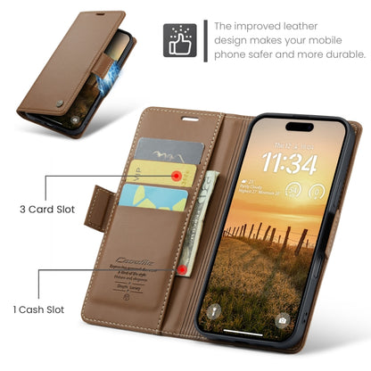 For iPhone 16 Pro CaseMe 023 Butterfly Buckle Litchi Texture RFID Anti-theft Leather Phone Case(Brown) - iPhone 16 Pro Cases by CaseMe | Online Shopping South Africa | PMC Jewellery | Buy Now Pay Later Mobicred