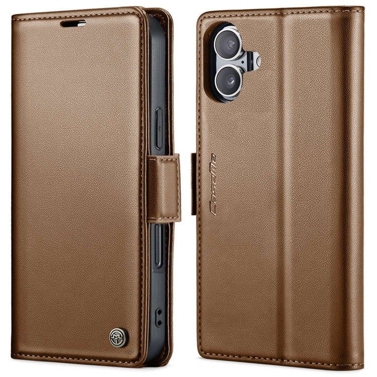 For iPhone 16 CaseMe 023 Butterfly Buckle Litchi Texture RFID Anti-theft Leather Phone Case(Brown) - iPhone 16 Cases by CaseMe | Online Shopping South Africa | PMC Jewellery | Buy Now Pay Later Mobicred