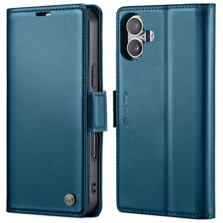 For iPhone 16 Plus CaseMe 023 Butterfly Buckle Litchi Texture RFID Anti-theft Leather Phone Case(Blue) - iPhone 16 Plus Cases by CaseMe | Online Shopping South Africa | PMC Jewellery | Buy Now Pay Later Mobicred