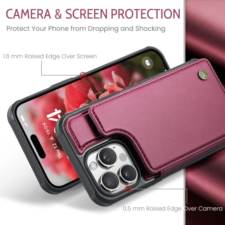 For iPhone 16 Pro Max CaseMe C22 Card Slots Holder RFID Anti-theft Phone Case(Red) - iPhone 16 Pro Max Cases by CaseMe | Online Shopping South Africa | PMC Jewellery | Buy Now Pay Later Mobicred