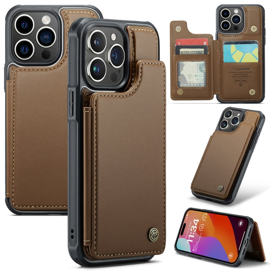 For iPhone 16 Pro CaseMe C22 Card Slots Holder RFID Anti-theft Phone Case(Brown) - iPhone 16 Pro Cases by CaseMe | Online Shopping South Africa | PMC Jewellery | Buy Now Pay Later Mobicred