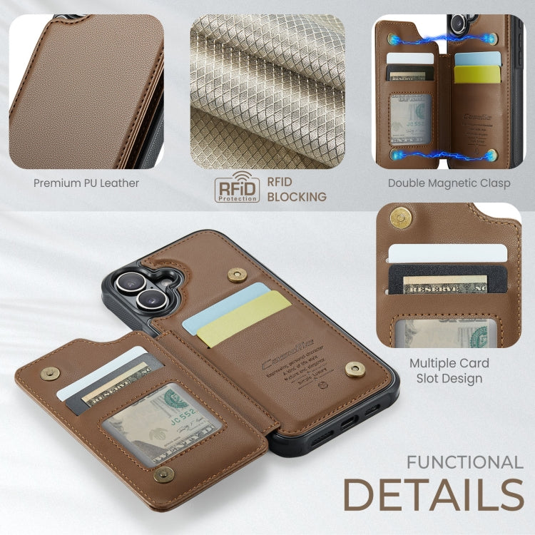 For iPhone 16 CaseMe C22 Card Slots Holder RFID Anti-theft Phone Case(Brown) - iPhone 16 Cases by CaseMe | Online Shopping South Africa | PMC Jewellery | Buy Now Pay Later Mobicred