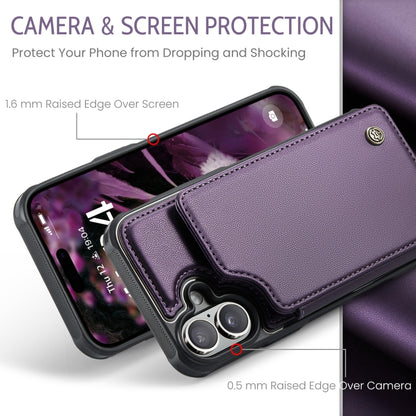 For iPhone 16 CaseMe C22 Card Slots Holder RFID Anti-theft Phone Case(Purple) - iPhone 16 Cases by CaseMe | Online Shopping South Africa | PMC Jewellery | Buy Now Pay Later Mobicred