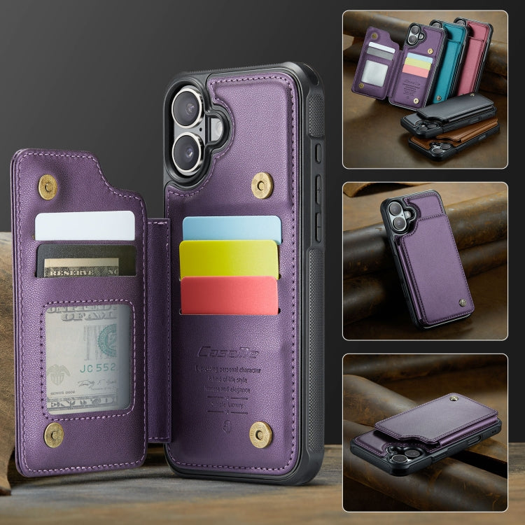 For iPhone 16 Plus CaseMe C22 Card Slots Holder RFID Anti-theft Phone Case(Purple) - iPhone 16 Plus Cases by CaseMe | Online Shopping South Africa | PMC Jewellery | Buy Now Pay Later Mobicred