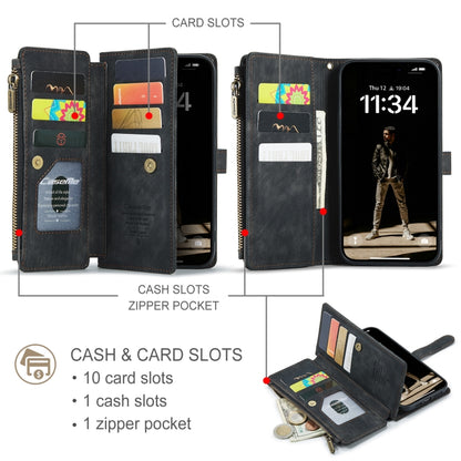 For iPhone 16 Pro Max CaseMe C30 Card Slots Zipper Wallet Leather Phone Case(Black) - iPhone 16 Pro Max Cases by CaseMe | Online Shopping South Africa | PMC Jewellery | Buy Now Pay Later Mobicred