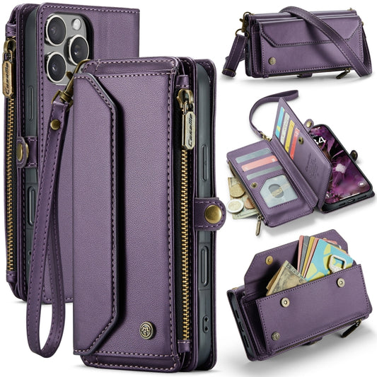 For iPhone 16 Pro Max CaseMe C36 Card Slots Zipper Wallet RFID Anti-theft Leather Phone Case(Purple) - iPhone 16 Pro Max Cases by CaseMe | Online Shopping South Africa | PMC Jewellery | Buy Now Pay Later Mobicred