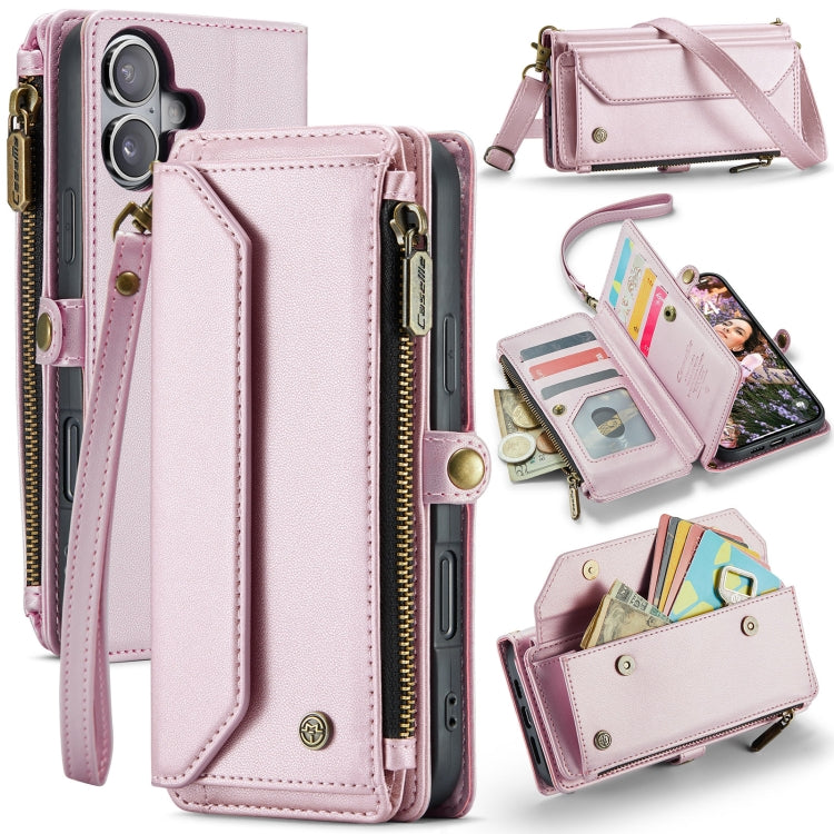 For iPhone 16 Plus CaseMe C36 Card Slots Zipper Wallet RFID Anti-theft Leather Phone Case(Pink) - iPhone 16 Plus Cases by CaseMe | Online Shopping South Africa | PMC Jewellery | Buy Now Pay Later Mobicred