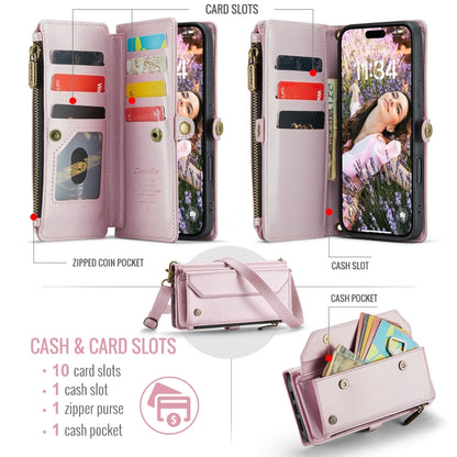 For iPhone 16 Plus CaseMe C36 Card Slots Zipper Wallet RFID Anti-theft Leather Phone Case(Pink) - iPhone 16 Plus Cases by CaseMe | Online Shopping South Africa | PMC Jewellery | Buy Now Pay Later Mobicred